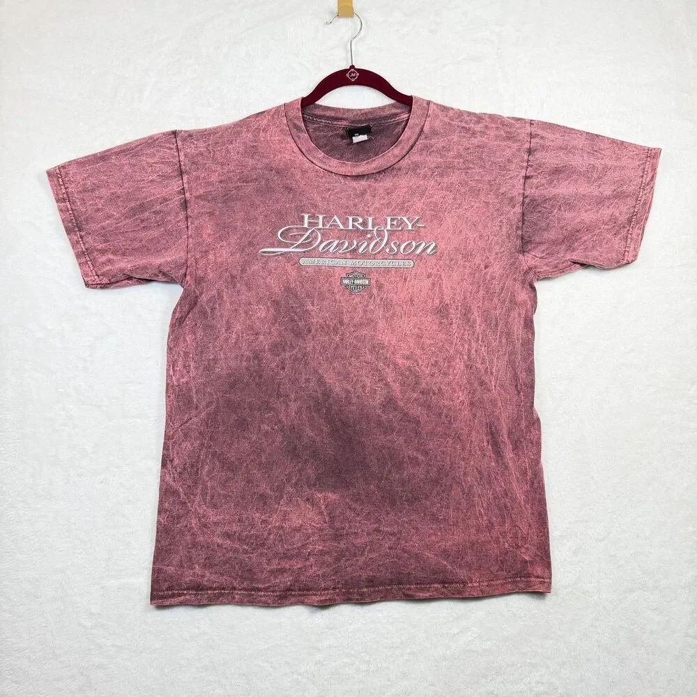 Harley Davidson Beartooth Pass Red Lodge MT USA Mineral Wash T Shirt L